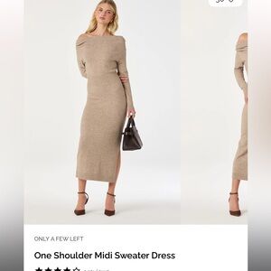 Astr the label - One Shoulder Midi Sweater Dress - Natural / M